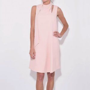 Tibi Chalky Drape Pleat Neck Shift Dress in Blush